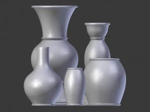 3d old rustic decor vase set model 3D Model
