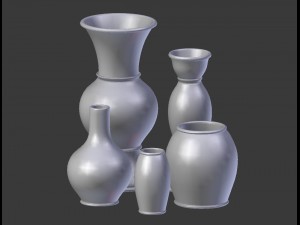 3d old rustic decor vase set model 3D Model