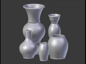 3d old rustic decor vase set model 3D Model