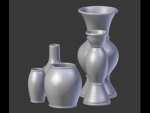 3d old rustic decor vase set model 3D Model