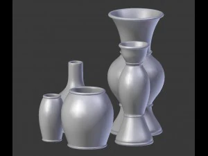 3d old rustic decor vase set model 3D Model
