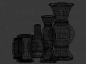 3d old rustic decor vase set model 3D Model