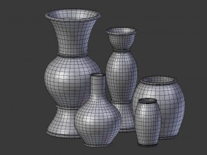 3d old rustic decor vase set model 3D Model