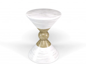 modern round white and gold side table model Modelo 3D