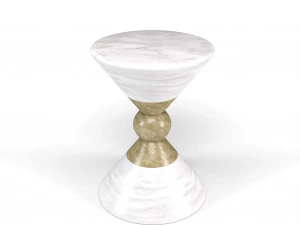 nowoczesny okrągły model stolika bocznego w kolorze biało-złotym Model 3D