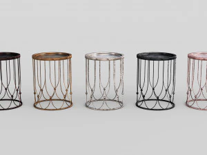 metallic side table collection - antique look 3D Model