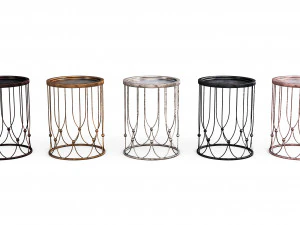 metallic side table collection - antique look 3D Model
