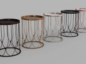 metallic side table collection - antique look 3D Model