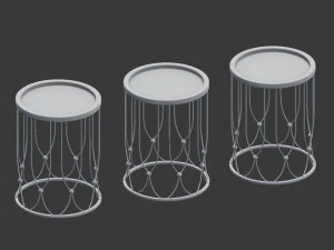 metallic side table collection - antique look 3D Model