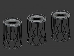 metallic side table collection - antique look 3D Model