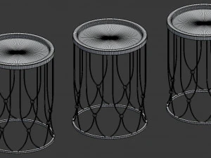metallic side table collection - antique look 3D Model