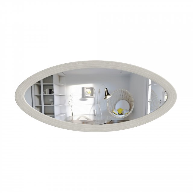 Large Oval Wall Mirror White Wood 3d Model In Household Items
