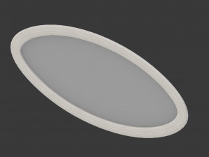 large oval wall mirror - white wood Model 3D
