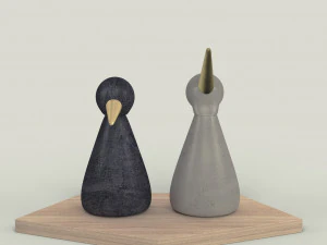 birds figurine - modern decor object model 3D Model