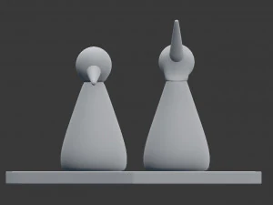 birds figurine - modern decor object model 3D Model