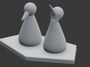 birds figurine - modern decor object model 3D Model