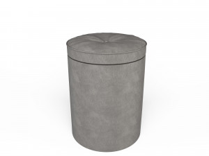 realistic round leather pouffe 3d 3D Model
