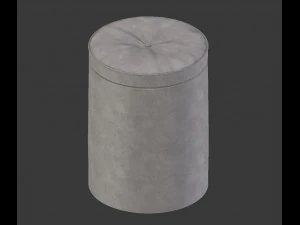 realistic round leather pouffe 3d 3D Model