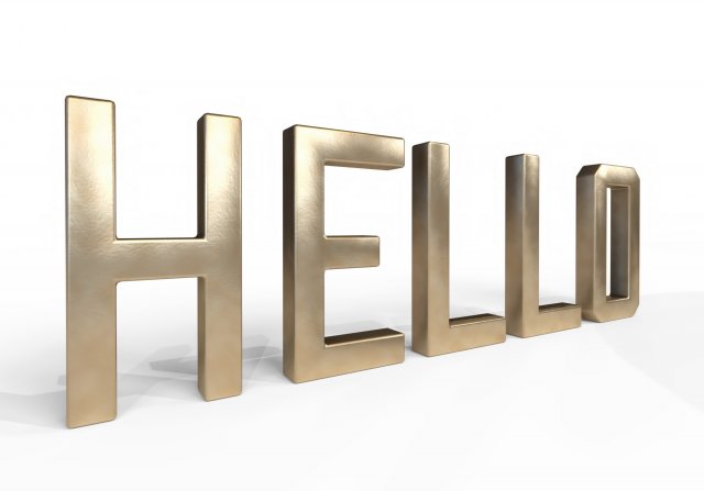 3d decor object - hello text Model 3D .c4d .max .obj .3ds .fbx .stl .blend 