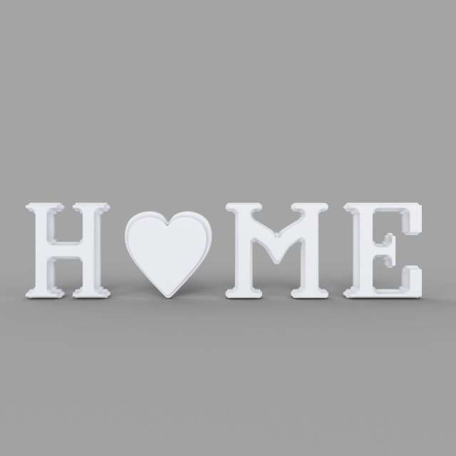 3d decor object - home text model 3D Модель .c4d .max .obj .3ds .fbx .stl .blend 