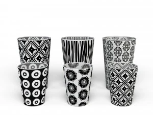 set di tazze decorative Modello 3D