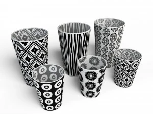 set di tazze decorative Modello 3D