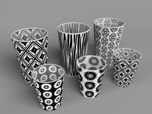set di tazze decorative Modello 3D