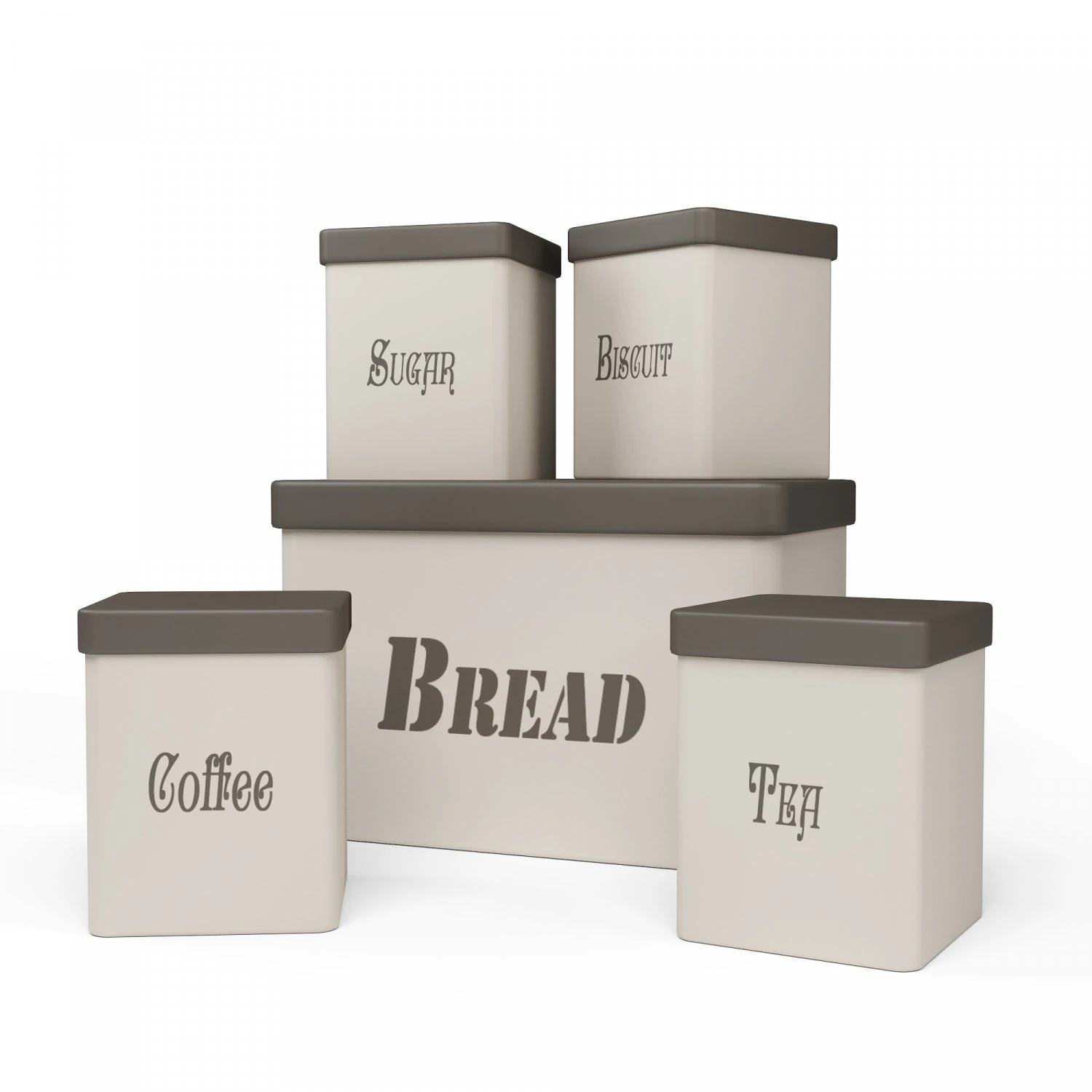 3d kitchen container set - bread bin tea coffee sugar biscuit container 3D Model .c4d .max .obj .3ds .fbx .stl .blend