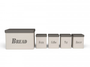 3d kitchen container set - bread bin tea coffee sugar biscuit container 3D 모델