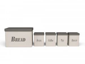 3d kitchen container set - bread bin tea coffee sugar biscuit container 3D Model