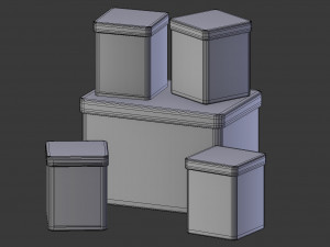 3d kitchen container set - bread bin tea coffee sugar biscuit container 3D 모델