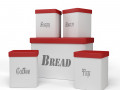 3D Kitchen Container Set - Bread Bin Tea Coffee Sugar Biscuit Container -Red and White- 3D Model