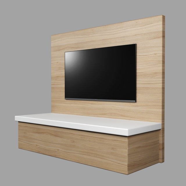 tv wall panel with a flat screen tv 3Dモデル .c4d .max .obj .3ds .fbx .stl .blend 