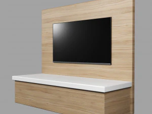 평면 TV가 있는 TV 벽 패널 3D 모델