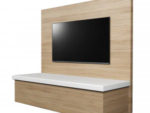tv wall panel with a flat screen tv 3D Model