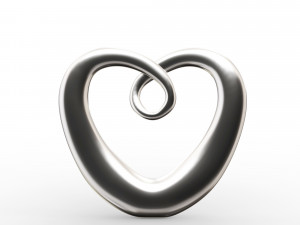 modern chrome heart decoration 3d 3D Model