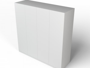 four door white wardrobe Modelo 3D