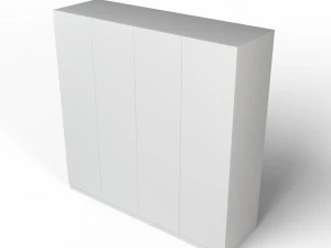 four door white wardrobe 3D Model