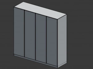 four door white wardrobe 3D Model
