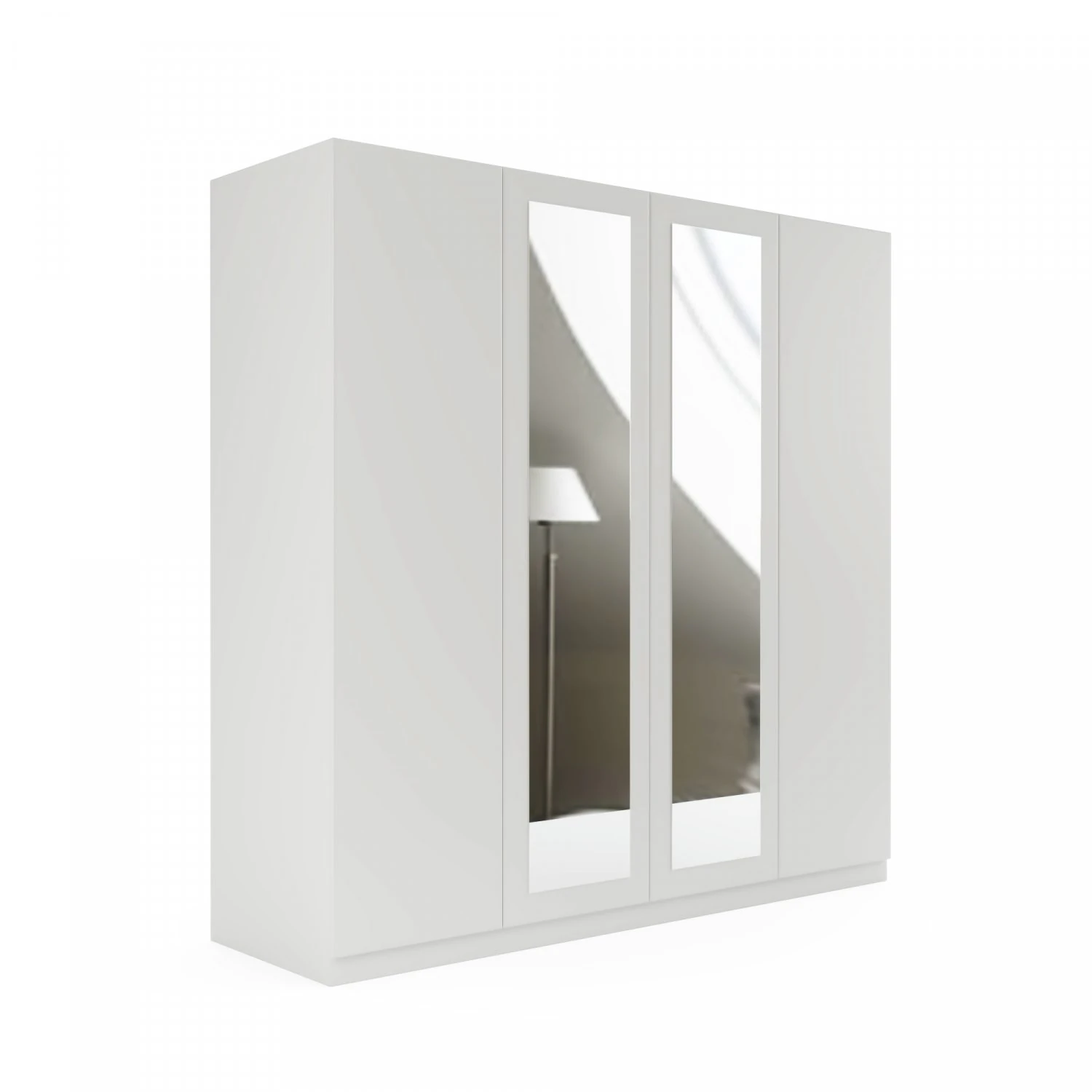 four door white wardrobe with mirror 3D Model .c4d .max .obj .3ds .fbx .stl .blend