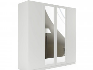 four door white wardrobe with mirror 3D 模型