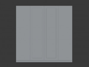four door white wardrobe with mirror Model 3D