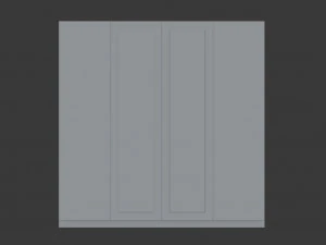 four door white wardrobe with mirror 3D Model