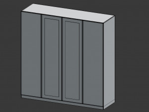 four door white wardrobe with mirror Model 3D
