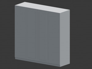 four door white wardrobe with mirror Model 3D