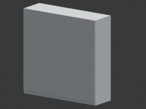 four door white wardrobe with mirror 3D Model