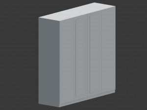 four door white wardrobe with mirror Model 3D
