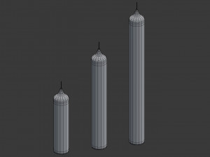 3d candle stick set 3D Model