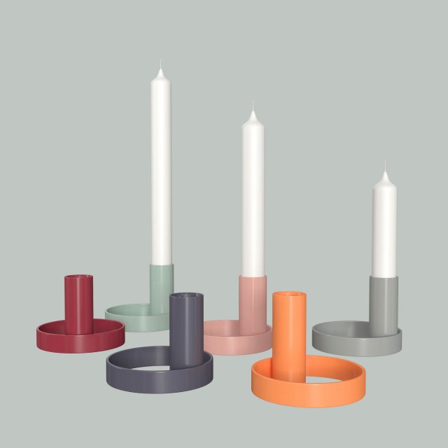 colorful candle holder set model Modelo 3D .c4d .max .obj .3ds .fbx .stl .blend 