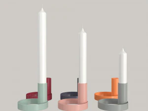 colorful candle holder set model 3D Model